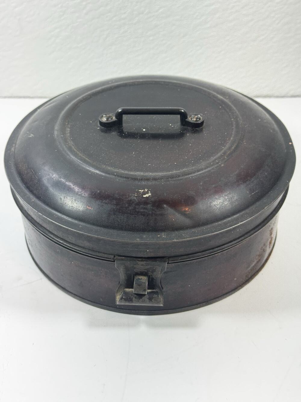 Early Tin Tole Painted Spice Box Kitchen Canister Set Tote
